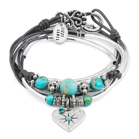 Paloma with Turquoise Starburst Heart with Dangler