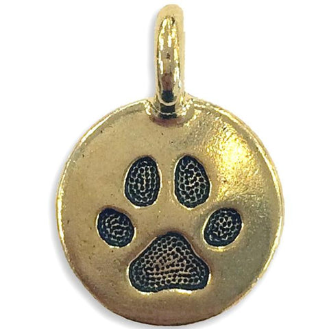 Round Paw charm in goldtone