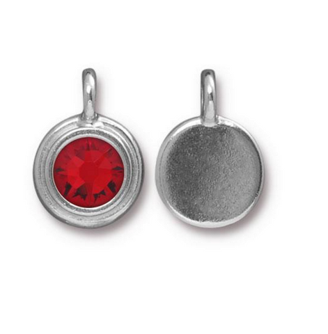 Ruby Red Crystal Charm, both sides shown
