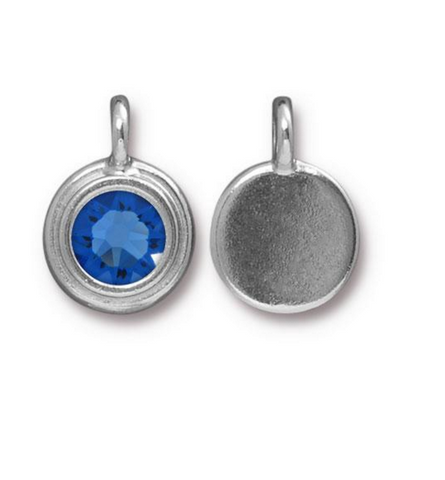 Topaz Blue Crystal Charm, both sides shown