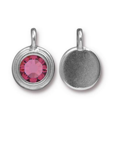 Tourmaline Pink Crystal Charm, both sides shown