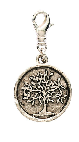 Stamped silver tree charm for lizzyjames leather wrap bracelets