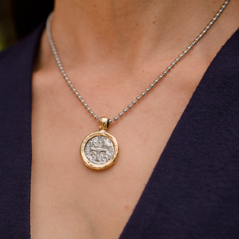 Vintage Medallion Cross on Adjustable Stainless Steel Necklace