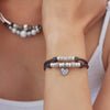 Charlotte wrap bracelet in Metallic Berry leather, comes as shown