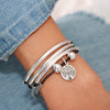 Tree of Life charm as shown on the Girlfriend wrap bracelet in Natural Black leather (each sold separately)