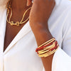 Lizzy Classic goldplate 4 strand shown in gloss red leather