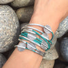 lizzy disc 3 strand wrap bracelet in gloss turquoise leather
