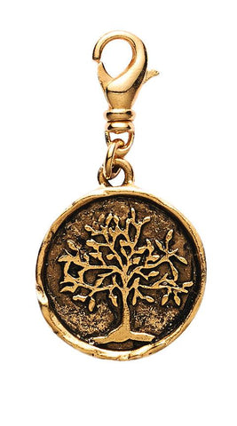 stamped tree pendant gold